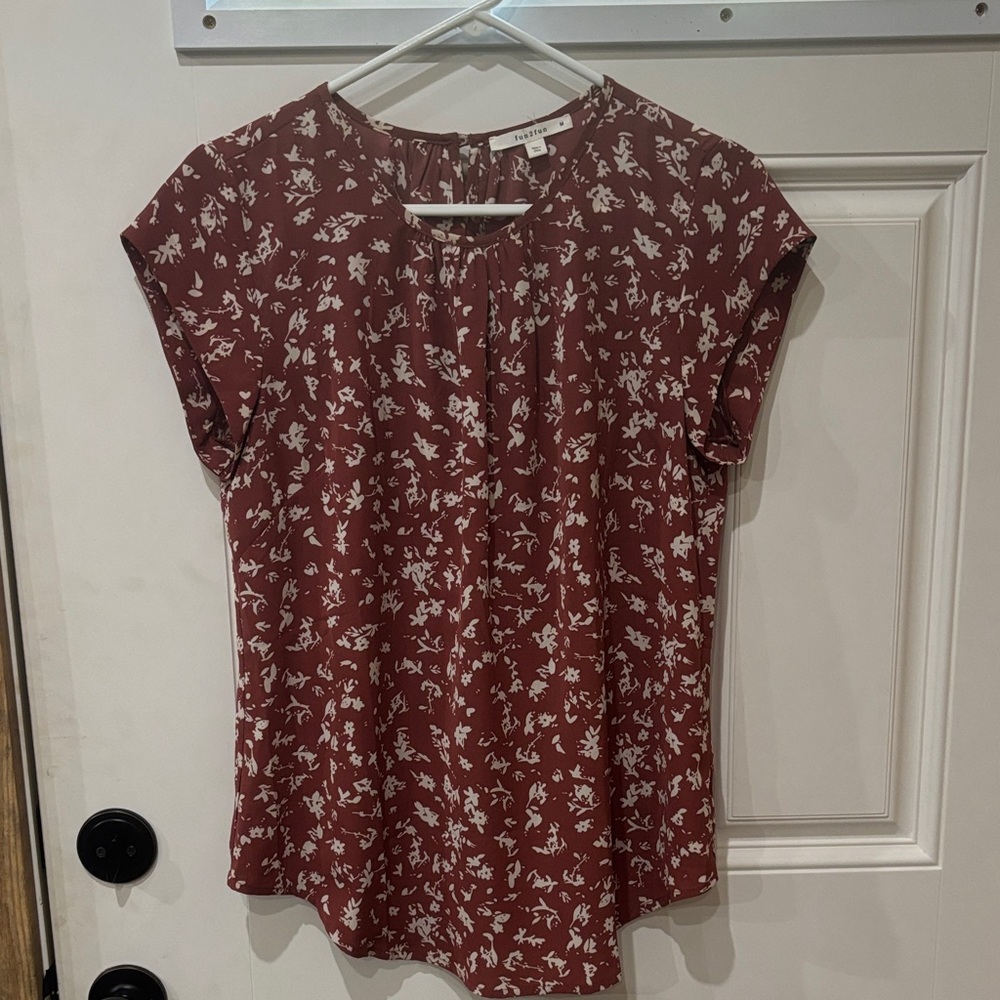 Fun 2 Fun Burgundy Floral Blouse